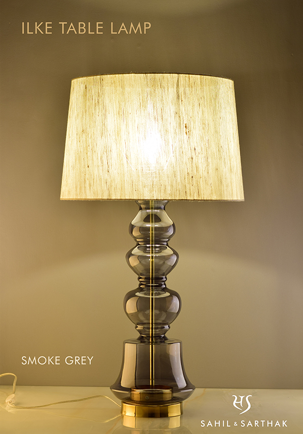 Smoke Grey color Ilke Table Lamp by Sahil & Sarthak